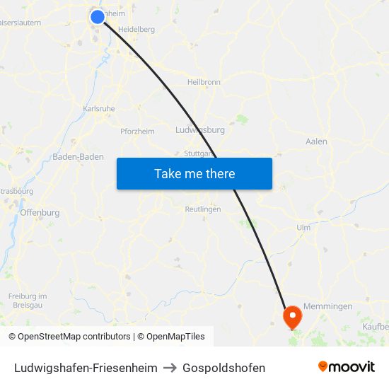 Ludwigshafen-Friesenheim to Gospoldshofen map