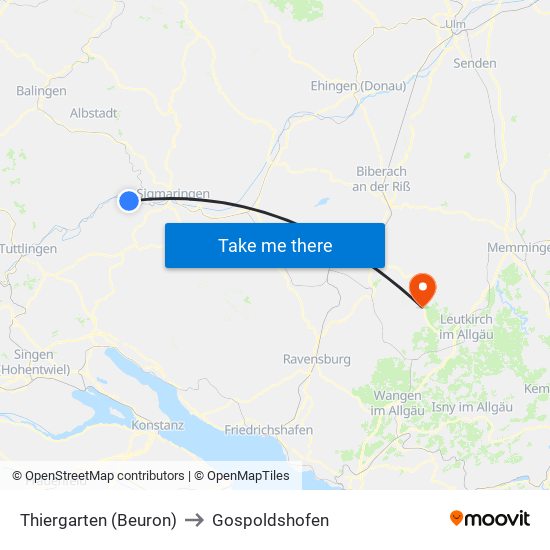 Thiergarten (Beuron) to Gospoldshofen map