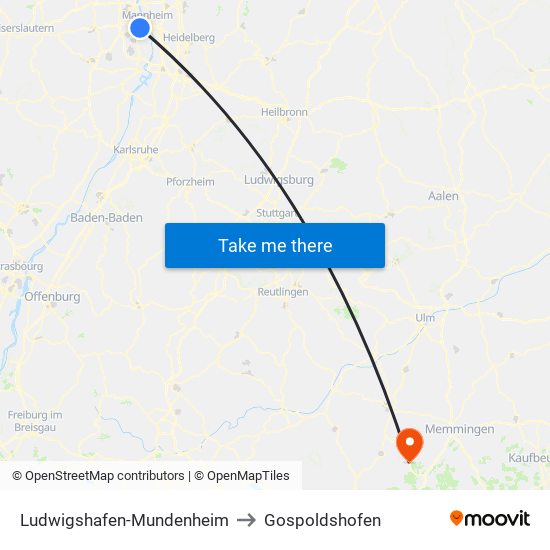 Ludwigshafen-Mundenheim to Gospoldshofen map