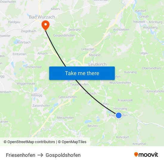 Friesenhofen to Gospoldshofen map