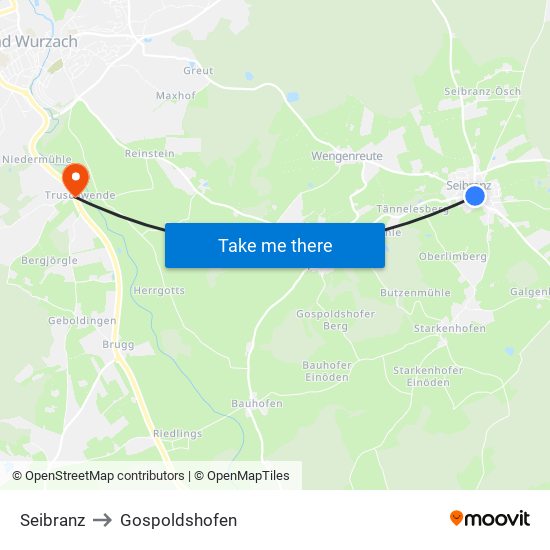 Seibranz to Gospoldshofen map