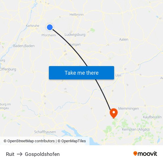 Ruit to Gospoldshofen map