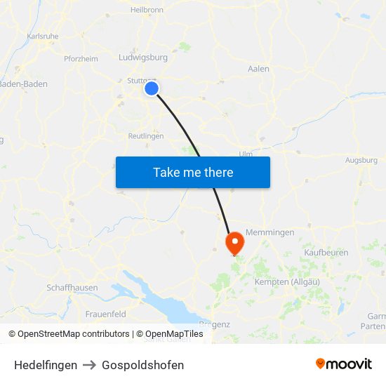 Hedelfingen to Gospoldshofen map