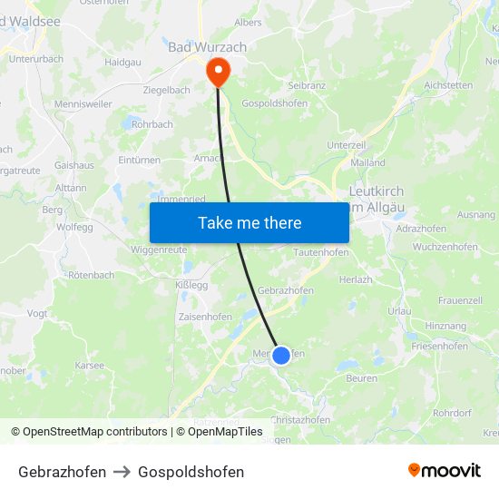 Gebrazhofen to Gospoldshofen map