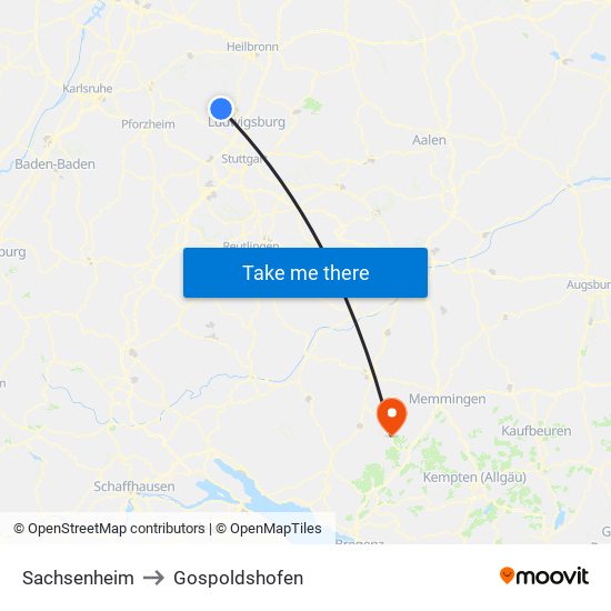 Sachsenheim to Gospoldshofen map