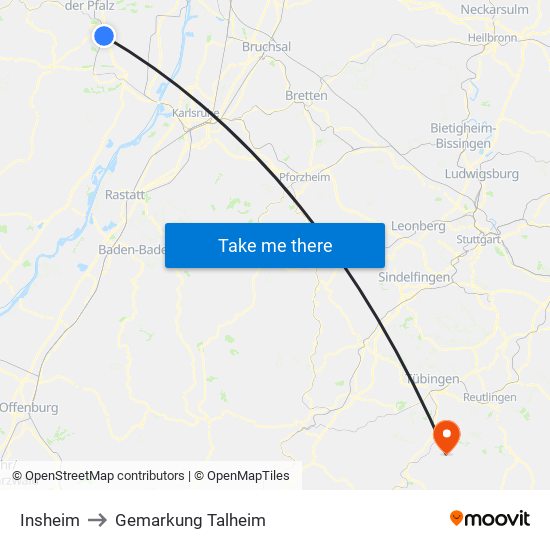 Insheim to Gemarkung Talheim map