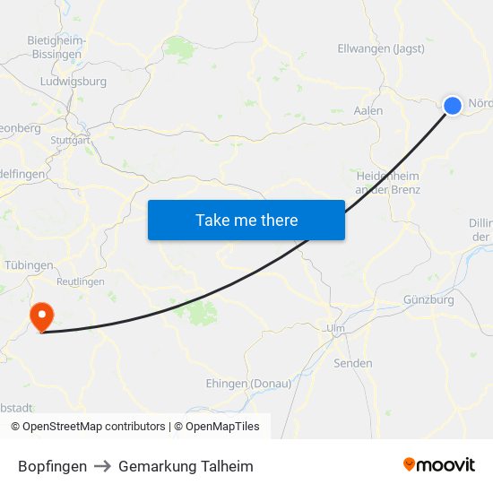 Bopfingen to Gemarkung Talheim map