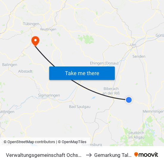 Verwaltungsgemeinschaft Ochsenhausen to Gemarkung Talheim map