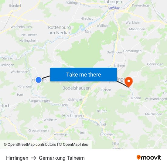 Hirrlingen to Gemarkung Talheim map