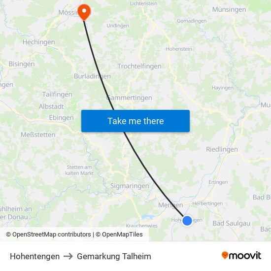 Hohentengen to Gemarkung Talheim map