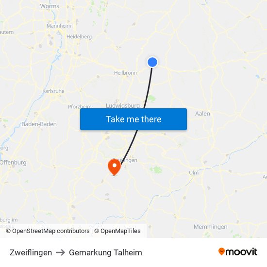 Zweiflingen to Gemarkung Talheim map