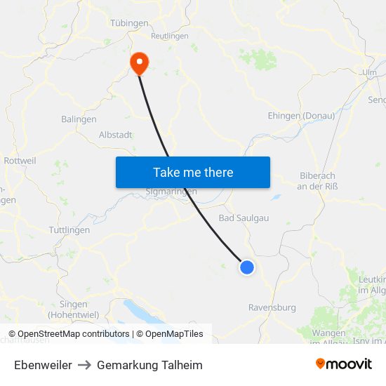 Ebenweiler to Gemarkung Talheim map