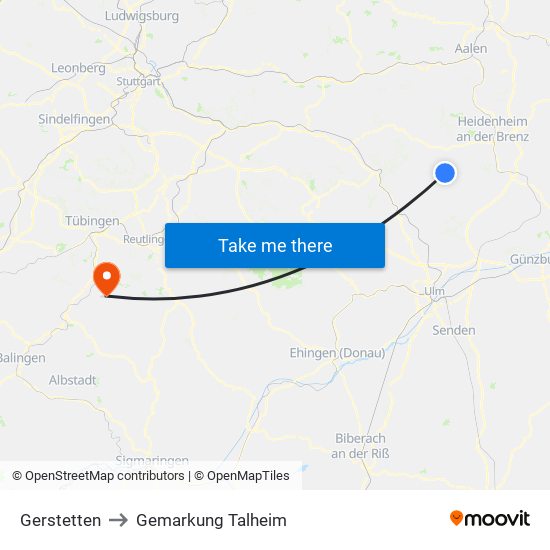 Gerstetten to Gemarkung Talheim map