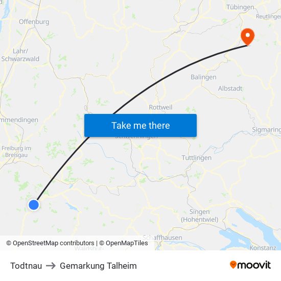 Todtnau to Gemarkung Talheim map