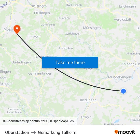 Oberstadion to Gemarkung Talheim map