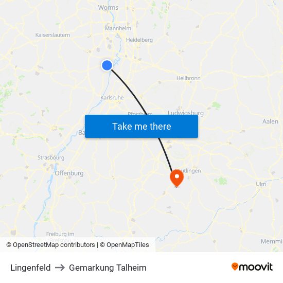 Lingenfeld to Gemarkung Talheim map