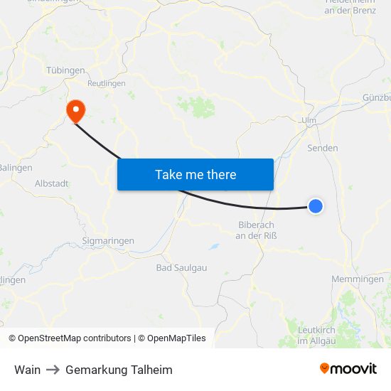Wain to Gemarkung Talheim map