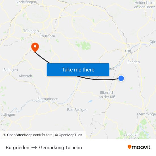 Burgrieden to Gemarkung Talheim map