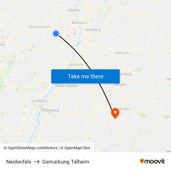 Neidenfels to Gemarkung Talheim map