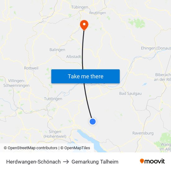 Herdwangen-Schönach to Gemarkung Talheim map