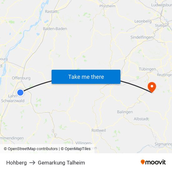 Hohberg to Gemarkung Talheim map