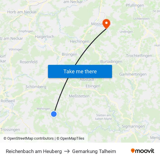 Reichenbach am Heuberg to Gemarkung Talheim map