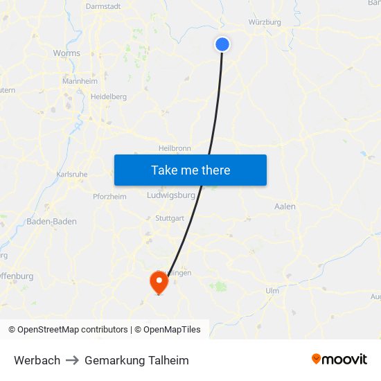 Werbach to Gemarkung Talheim map