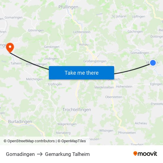 Gomadingen to Gemarkung Talheim map