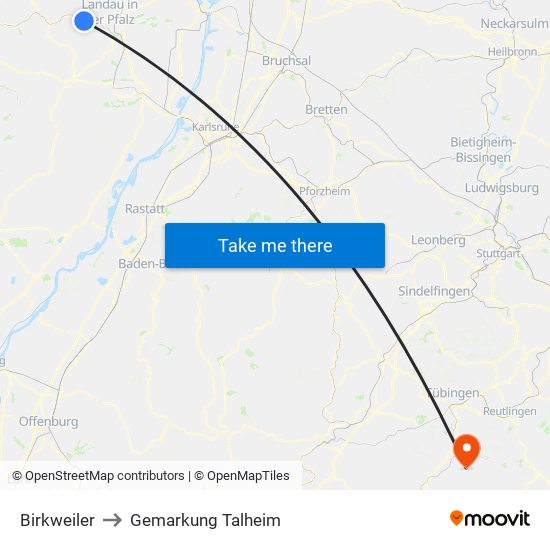 Birkweiler to Gemarkung Talheim map