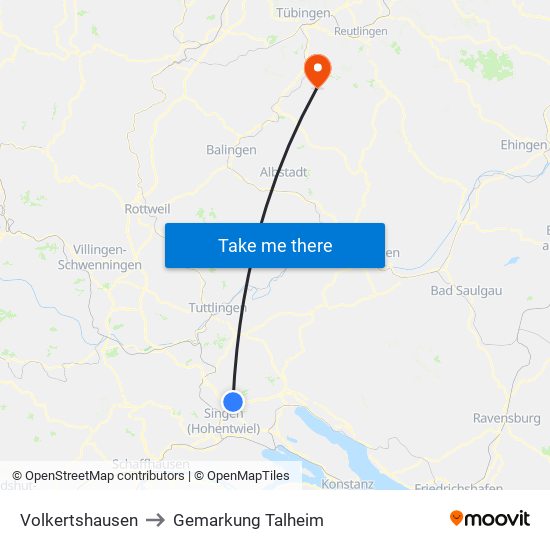 Volkertshausen to Gemarkung Talheim map