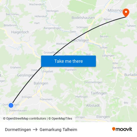 Dormettingen to Gemarkung Talheim map