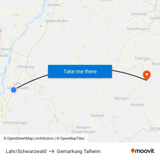 Lahr/Schwarzwald to Gemarkung Talheim map