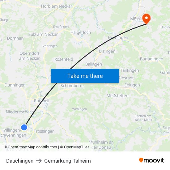 Dauchingen to Gemarkung Talheim map