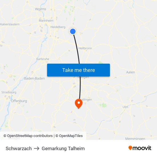 Schwarzach to Gemarkung Talheim map