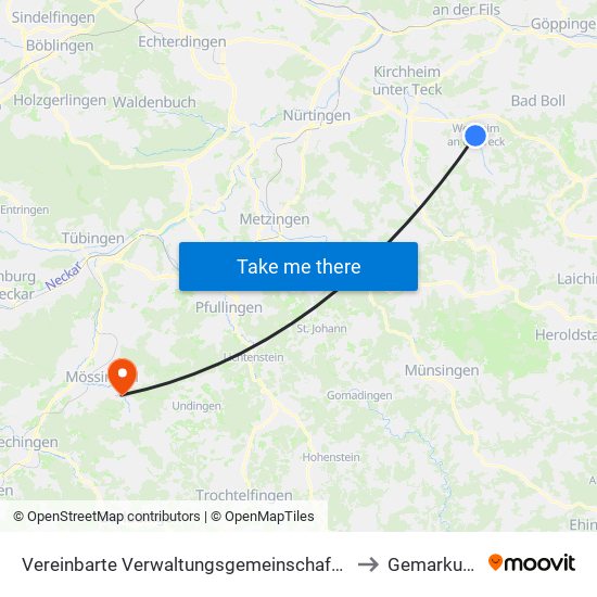 Vereinbarte Verwaltungsgemeinschaft Der Stadt Weilheim An Der Teck to Gemarkung Talheim map