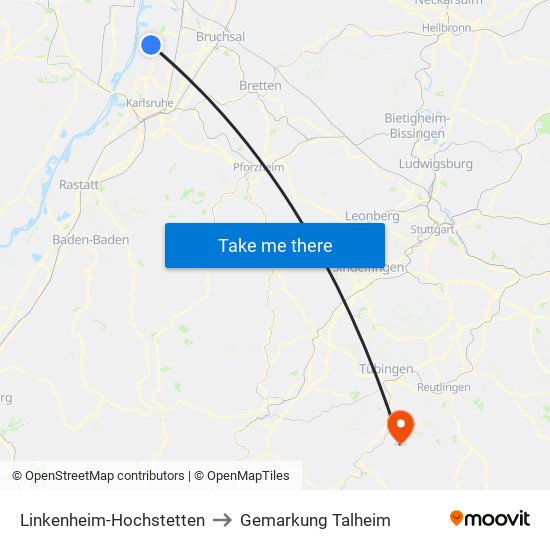 Linkenheim-Hochstetten to Gemarkung Talheim map