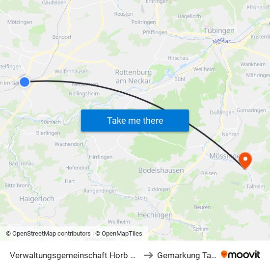 Verwaltungsgemeinschaft Horb am Neckar to Gemarkung Talheim map