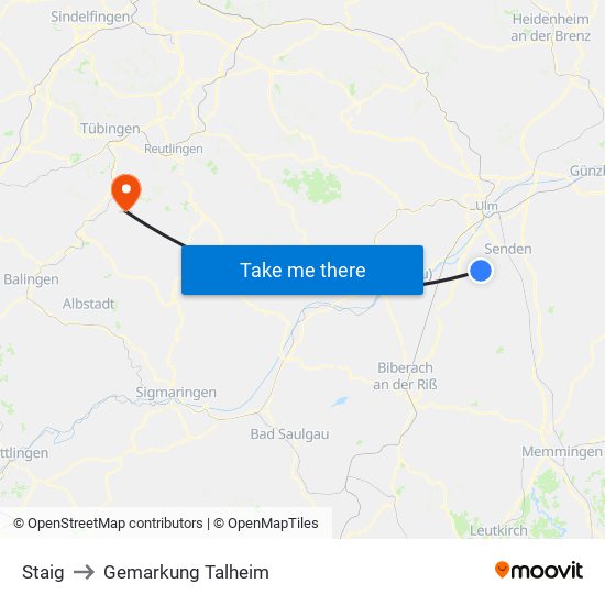 Staig to Gemarkung Talheim map