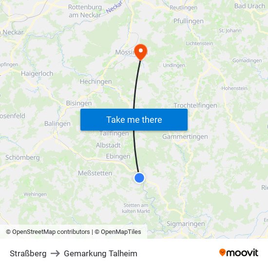 Straßberg to Gemarkung Talheim map