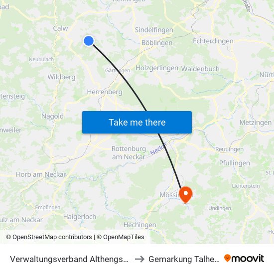 Verwaltungsverband Althengstett to Gemarkung Talheim map