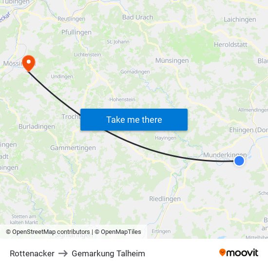 Rottenacker to Gemarkung Talheim map