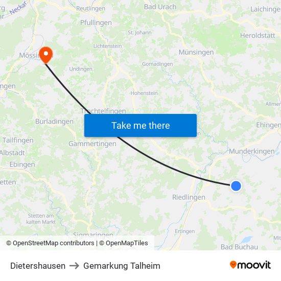 Dietershausen to Gemarkung Talheim map