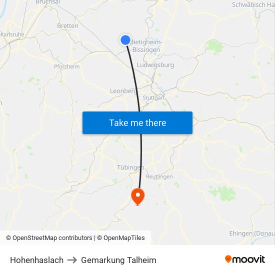 Hohenhaslach to Gemarkung Talheim map