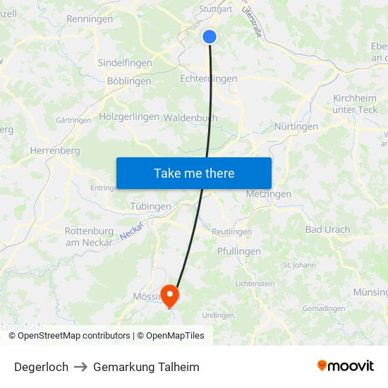 Degerloch to Gemarkung Talheim map