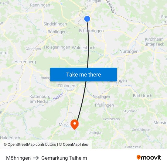 Möhringen to Gemarkung Talheim map