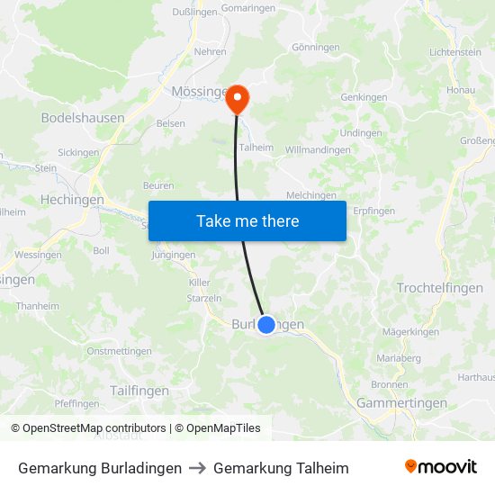 Gemarkung Burladingen to Gemarkung Talheim map