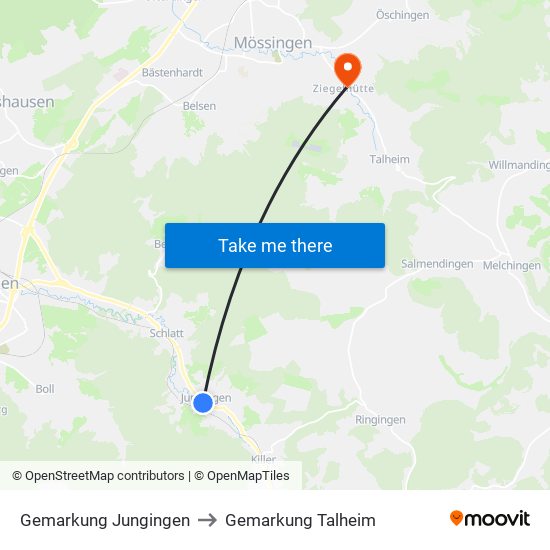Gemarkung Jungingen to Gemarkung Talheim map