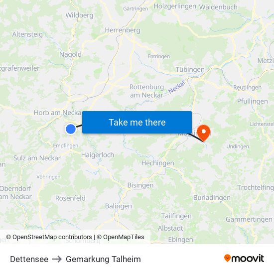 Dettensee to Gemarkung Talheim map