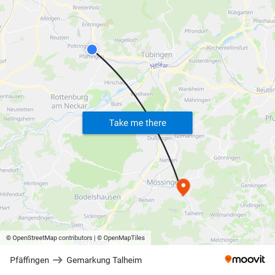 Pfäffingen to Gemarkung Talheim map