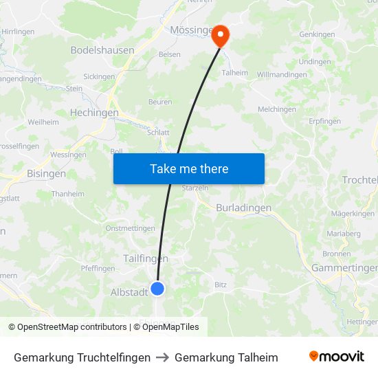 Gemarkung Truchtelfingen to Gemarkung Talheim map